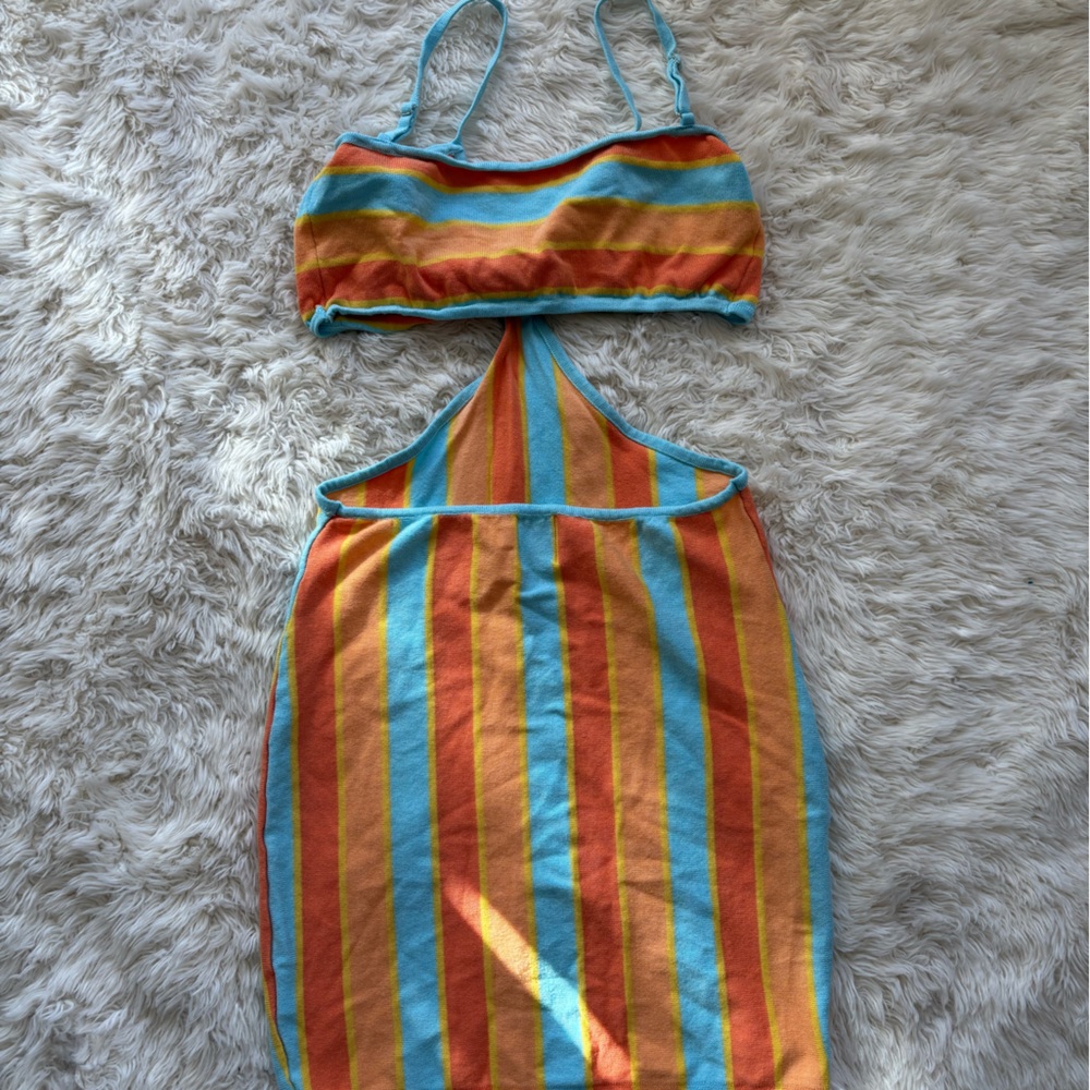 Princess Polly Orange and Blue Striped Dress - Picture 5 of 10